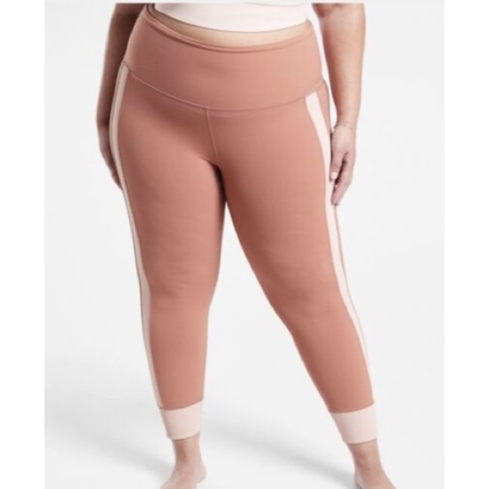 Athleta Elation Rib Trim 7/8 Tight High Waisted Leggings Pink - 2X